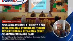 Sekcam Maros Baru Resmi Buka Pembinaan FORKOM Desa/Kelurahan Kecamatan Sehat se-Kecamatan Maros Baru
