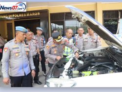 Pastikan Pelayanan Optimal, Polres Maros Cek Kesiapan Seluruh Kendaraan Operasional Dinas