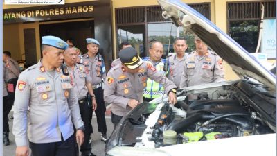 Pastikan Pelayanan Optimal, Polres Maros Cek Kesiapan Seluruh Kendaraan Operasional Dinas